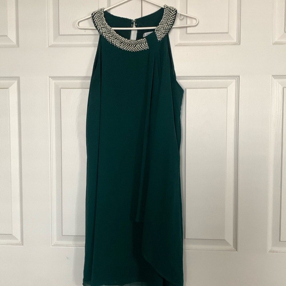 Green Party dress with peal neck